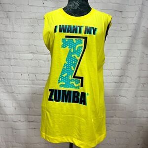 Zumba Fitness I Want My Z - Zumba TANK in XS/S yellow nwot